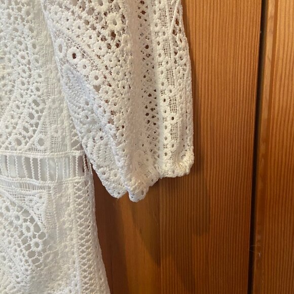 Boho Beach Hut White Lace Backless Mini Dress Bathing Suit Cover Up Sz M NWT - Picture 3 of 6